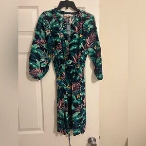 LOFT Tropical Print Blouse - Green and Pink